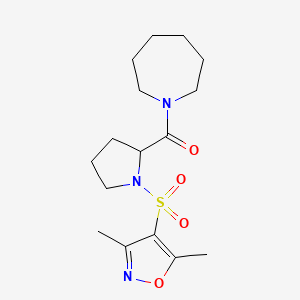 molecular formula C16H25N3O4S B12212776 Azepan-1-yl{1-[(3,5-dimethyl-1,2-oxazol-4-yl)sulfonyl]pyrrolidin-2-yl}methanone 