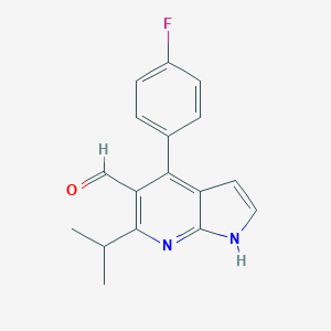molecular formula C17H15FN2O B122129 1H-Pyrrolo[2,3-b]pyridine-5-carboxaldehyde, 4-(4-fluorophenyl)-6-(1-methylethyl)- CAS No. 140640-93-3