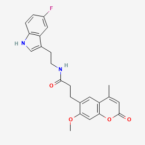 molecular formula C24H23FN2O4 B12212925 N-(2-(5-fluoro-1H-indol-3-yl)ethyl)-3-(7-methoxy-4-methyl-2-oxo-2H-chromen-6-yl)propanamide 