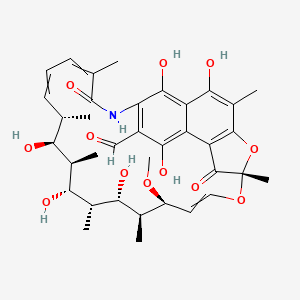 molecular formula C36H45NO12 B1221298 (7S,11S,12S,13S,14R,15R,16R,17S,18S)-2,13,15,17,27,29-hexahydroxy-11-methoxy-3,7,12,14,16,18,22-heptamethyl-6,23-dioxo-8,30-dioxa-24-azatetracyclo[23.3.1.14,7.05,28]triaconta-1(29),2,4,9,19,21,25,27-octaene-26-carbaldehyde 