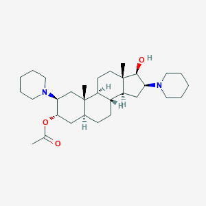 molecular formula C31H52N2O3 B122130 [(2S,3S,5S,8R,9S,10S,13S,14S,16S,17R)-17-hydroxy-10,13-dimethyl-2,16-di(piperidin-1-yl)-2,3,4,5,6,7,8,9,11,12,14,15,16,17-tetradecahydro-1H-cyclopenta[a]phenanthren-3-yl] acetate CAS No. 53357-31-6