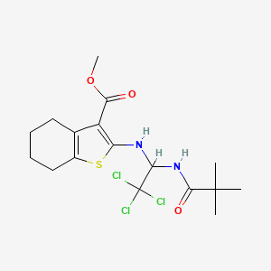 molecular formula C17H23Cl3N2O3S B12213012 Methyl 2-({2,2,2-trichloro-1-[(2,2-dimethylpropanoyl)amino]ethyl}amino)-4,5,6,7-tetrahydro-1-benzothiophene-3-carboxylate 