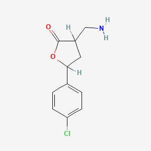 molecular formula C11H12ClNO2 B1221309 3-(Aminomethyl)-5-(4-chlorophenyl)oxolan-2-one CAS No. 129238-75-1