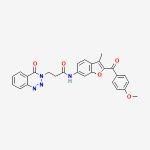 molecular formula C27H22N4O5 B12213269 N-{2-[(4-methoxyphenyl)carbonyl]-3-methyl-1-benzofuran-6-yl}-3-(4-oxo-1,2,3-benzotriazin-3(4H)-yl)propanamide 