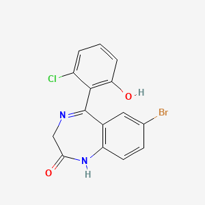 molecular formula C15H10BrClN2O2 B1221327 7-Bromo-5-(2-chloro-6-hydroxyphenyl)-1,3-dihydro-2H-1,4-benzodiazepin-2-one CAS No. 74077-25-1