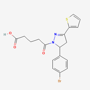 molecular formula C18H17BrN2O3S B12213402 5-[5-(4-bromophenyl)-3-(thiophen-2-yl)-4,5-dihydro-1H-pyrazol-1-yl]-5-oxopentanoic acid 