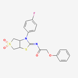 molecular formula C19H17FN2O4S2 B12213452 N-[(2Z)-3-(4-fluorophenyl)-5,5-dioxidotetrahydrothieno[3,4-d][1,3]thiazol-2(3H)-ylidene]-2-phenoxyacetamide 