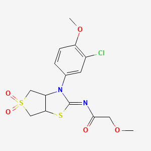 molecular formula C15H17ClN2O5S2 B12213562 N-[(2Z)-3-(3-chloro-4-methoxyphenyl)-5,5-dioxidotetrahydrothieno[3,4-d][1,3]thiazol-2(3H)-ylidene]-2-methoxyacetamide 