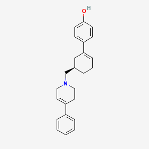 molecular formula C24H27NO B1221360 Phenol, 4-((5R)-5-((3,6-dihydro-4-phenyl-1(2H)-pyridinyl)methyl)-1-cyclohexen-1-yl)- CAS No. 163239-24-5