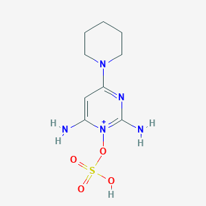 molecular formula C9H16N5O4S+ B1221362 (2,6-Diamino-4-piperidin-1-ylpyrimidin-1-ium-1-yl) hydrogen sulfate 
