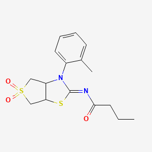 molecular formula C16H20N2O3S2 B12213743 N-[(2Z)-3-(2-methylphenyl)-5,5-dioxidotetrahydrothieno[3,4-d][1,3]thiazol-2(3H)-ylidene]butanamide 