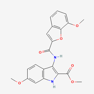 molecular formula C21H18N2O6 B12213754 methyl 6-methoxy-3-{[(7-methoxy-1-benzofuran-2-yl)carbonyl]amino}-1H-indole-2-carboxylate 