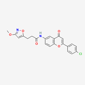 molecular formula C22H17ClN2O5 B12213851 N-[2-(4-chlorophenyl)-4-oxo-4H-chromen-6-yl]-3-(3-methoxy-1,2-oxazol-5-yl)propanamide 