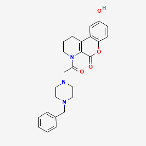 4-[(4-benzylpiperazin-1-yl)acetyl]-9-hydroxy-1,2,3,4-tetrahydro-5H-chromeno[3,4-b]pyridin-5-one