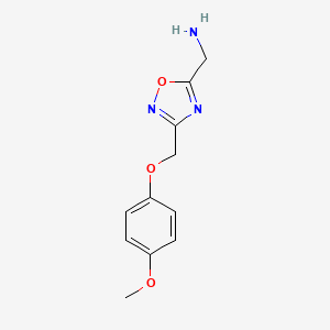 molecular formula C11H13N3O3 B12214045 1-{3-[(4-Methoxyphenoxy)methyl]-1,2,4-oxadiazol-5-yl}methanamine 
