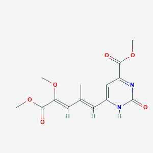 molecular formula C14H16N2O6 B12214081 methyl 6-[(1E,3Z)-4,5-dimethoxy-2-methyl-5-oxopenta-1,3-dien-1-yl]-2-hydroxypyrimidine-4-carboxylate 
