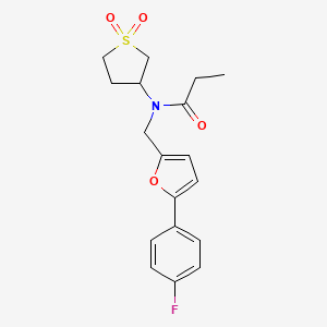 molecular formula C18H20FNO4S B12214128 N-(1,1-dioxidotetrahydrothiophen-3-yl)-N-{[5-(4-fluorophenyl)furan-2-yl]methyl}propanamide 