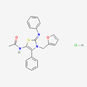 molecular formula C22H20ClN3O2S B12214131 N-{3-[(furan-2-yl)methyl]-4-phenyl-2-(phenylimino)-2,3-dihydro-1,3-thiazol-5-yl}acetamide hydrochloride 