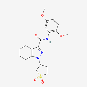 molecular formula C20H25N3O5S B12214179 N-(2,5-dimethoxyphenyl)-1-(1,1-dioxidotetrahydrothiophen-3-yl)-4,5,6,7-tetrahydro-1H-indazole-3-carboxamide 