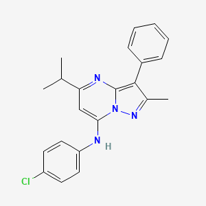 molecular formula C22H21ClN4 B12214225 N-(4-chlorophenyl)-2-methyl-3-phenyl-5-(propan-2-yl)pyrazolo[1,5-a]pyrimidin-7-amine 