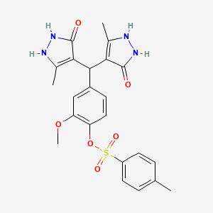 molecular formula C23H24N4O6S B1221430 4-甲基苯磺酸[4-[双（3-甲基-5-氧代-1,2-二氢吡唑-4-基）甲基]-2-甲氧基苯基]酯 
