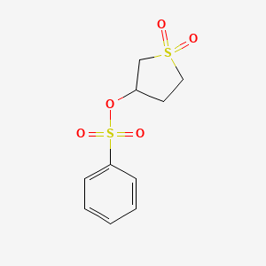 molecular formula C10H12O5S2 B12214302 Thiophene-3-ol, tetrahydro-, 3-benzenesulfonate, 1,1-dioxide CAS No. 36715-84-1