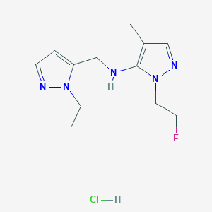 molecular formula C12H19ClFN5 B12214303 N-[(2-ethylpyrazol-3-yl)methyl]-2-(2-fluoroethyl)-4-methylpyrazol-3-amine;hydrochloride 