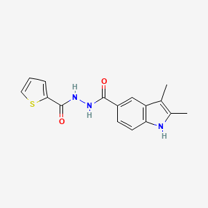 molecular formula C16H15N3O2S B12214316 2,3-dimethyl-N'-(thiophen-2-ylcarbonyl)-1H-indole-5-carbohydrazide 
