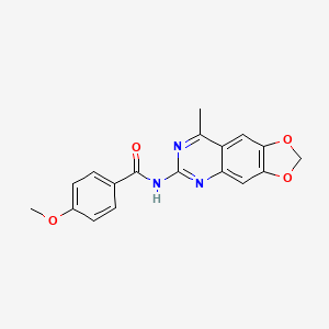 molecular formula C18H15N3O4 B1221434 4-methoxy-N-(8-methyl-[1,3]dioxolo[4,5-g]quinazolin-6-yl)benzamide 