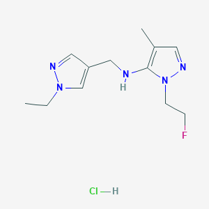molecular formula C12H19ClFN5 B12214340 N-[(1-ethylpyrazol-4-yl)methyl]-2-(2-fluoroethyl)-4-methylpyrazol-3-amine;hydrochloride 