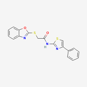 molecular formula C18H13N3O2S2 B1221435 2-(1,3-benzoxazol-2-ylthio)-N-(4-phenyl-2-thiazolyl)acetamide 