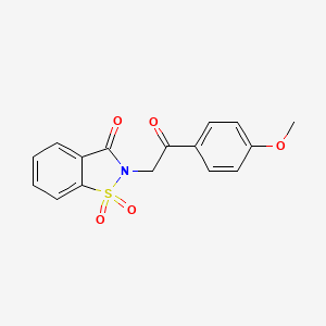 molecular formula C16H13NO5S B1221438 2-[2-(4-Methoxyphenyl)-2-oxoethyl]-1,1-dioxo-1,2-benzothiazol-3-one 