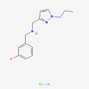 molecular formula C14H19ClFN3 B12214387 1-(3-fluorophenyl)-N-[(1-propyl-1H-pyrazol-3-yl)methyl]methanamine 