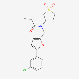 molecular formula C18H20ClNO4S B12214392 N-{[5-(3-chlorophenyl)furan-2-yl]methyl}-N-(1,1-dioxidotetrahydrothiophen-3-yl)propanamide 