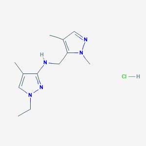 molecular formula C12H20ClN5 B12214393 N-[(2,4-dimethylpyrazol-3-yl)methyl]-1-ethyl-4-methylpyrazol-3-amine;hydrochloride 