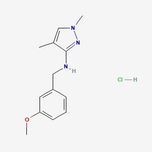 molecular formula C13H18ClN3O B12214455 N-[(3-methoxyphenyl)methyl]-1,4-dimethylpyrazol-3-amine;hydrochloride 