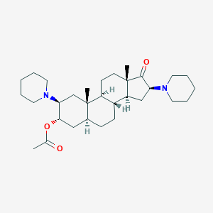 molecular formula C31H50N2O3 B122145 [(2S,3S,5S,8R,9S,10S,13S,14S,16S)-10,13-dimethyl-17-oxo-2,16-di(piperidin-1-yl)-1,2,3,4,5,6,7,8,9,11,12,14,15,16-tetradecahydrocyclopenta[a]phenanthren-3-yl] acetate CAS No. 50588-23-3