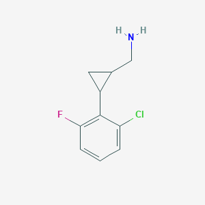 molecular formula C10H11ClFN B12214536 (2-(2-Chloro-6-fluorophenyl)cyclopropyl)methanamine 