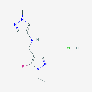 molecular formula C10H15ClFN5 B12214575 N-[(1-ethyl-5-fluoropyrazol-4-yl)methyl]-1-methylpyrazol-4-amine;hydrochloride 