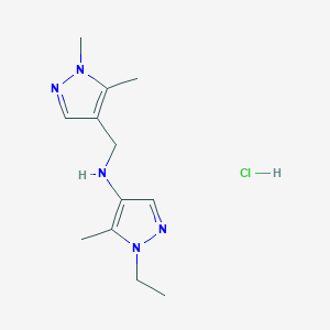 molecular formula C12H20ClN5 B12214637 N-[(1,5-dimethylpyrazol-4-yl)methyl]-1-ethyl-5-methylpyrazol-4-amine;hydrochloride 
