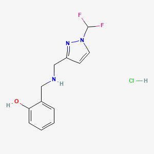 molecular formula C12H14ClF2N3O B12214699 2-[[[1-(Difluoromethyl)pyrazol-3-yl]methylamino]methyl]phenol;hydrochloride 