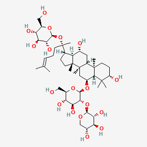 2-[1-[6-[4,5-dihydroxy-6-(hydroxymethyl)-3-(3,4,5-trihydroxytetrahydropyran-2-yl)oxy-tetrahydropyran-2-yl]oxy-3,12-dihydroxy-4,4,8,10,14-pentamethyl-2,3,5,6,7,9,11,12,13,15,16,17-dodecahydro-1H-cyclopenta[a]phenanthren-17-yl]-1,5-dimethyl-hex-4-enoxy]-6-(hydroxymethyl)tetrahydropyran-3,4,5-triol