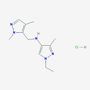 molecular formula C12H20ClN5 B12215123 N-[(2,4-dimethylpyrazol-3-yl)methyl]-1-ethyl-3-methylpyrazol-4-amine;hydrochloride 