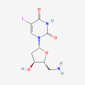 molecular formula C9H12IN3O4 B1221515 1-((2R,4S,5R)-5-(Aminomethyl)-4-hydroxytetrahydrofuran-2-yl)-5-iodopyrimidine-2,4(1H,3H)-dione CAS No. 56045-73-9