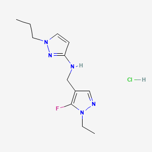 molecular formula C12H19ClFN5 B12215185 N-[(1-ethyl-5-fluoropyrazol-4-yl)methyl]-1-propylpyrazol-3-amine;hydrochloride 