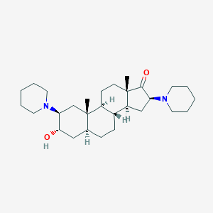 molecular formula C₂₉H₄₈N₂O₂ B122152 (2S,3S,5S,8R,9S,10S,13S,14S,16S)-3-hydroxy-10,13-dimethyl-2,16-di(piperidin-1-yl)-1,2,3,4,5,6,7,8,9,11,12,14,15,16-tetradecahydrocyclopenta[a]phenanthren-17-one CAS No. 13522-14-0