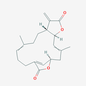 molecular formula C20H24O4 B1221545 (1R,5S,9R)-3,12-dimethyl-8-methylidene-6,18-dioxatricyclo[14.2.1.05,9]nonadeca-3,12,16(19)-triene-7,17-dione 