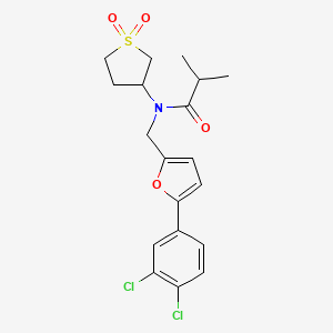 molecular formula C19H21Cl2NO4S B12215503 N-{[5-(3,4-dichlorophenyl)furan-2-yl]methyl}-N-(1,1-dioxidotetrahydrothiophen-3-yl)-2-methylpropanamide 