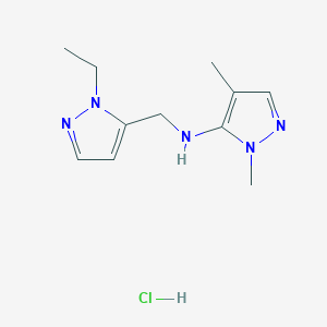 molecular formula C11H18ClN5 B12215625 N-[(2-ethylpyrazol-3-yl)methyl]-2,4-dimethylpyrazol-3-amine;hydrochloride 