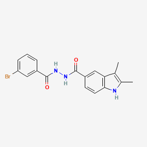 molecular formula C18H16BrN3O2 B12215660 N'-[(3-bromophenyl)carbonyl]-2,3-dimethyl-1H-indole-5-carbohydrazide 